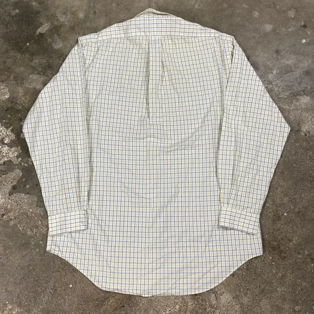 Vintage 90's Polo Ralph Lauren Oxford Button Down Size 16.5 34/35 Yellow Check